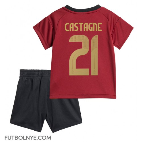 Camiseta Bélgica Timothy Castagne #21 Primera Equipación para niños Eurocopa 2024 manga corta (+ pantalones cortos)